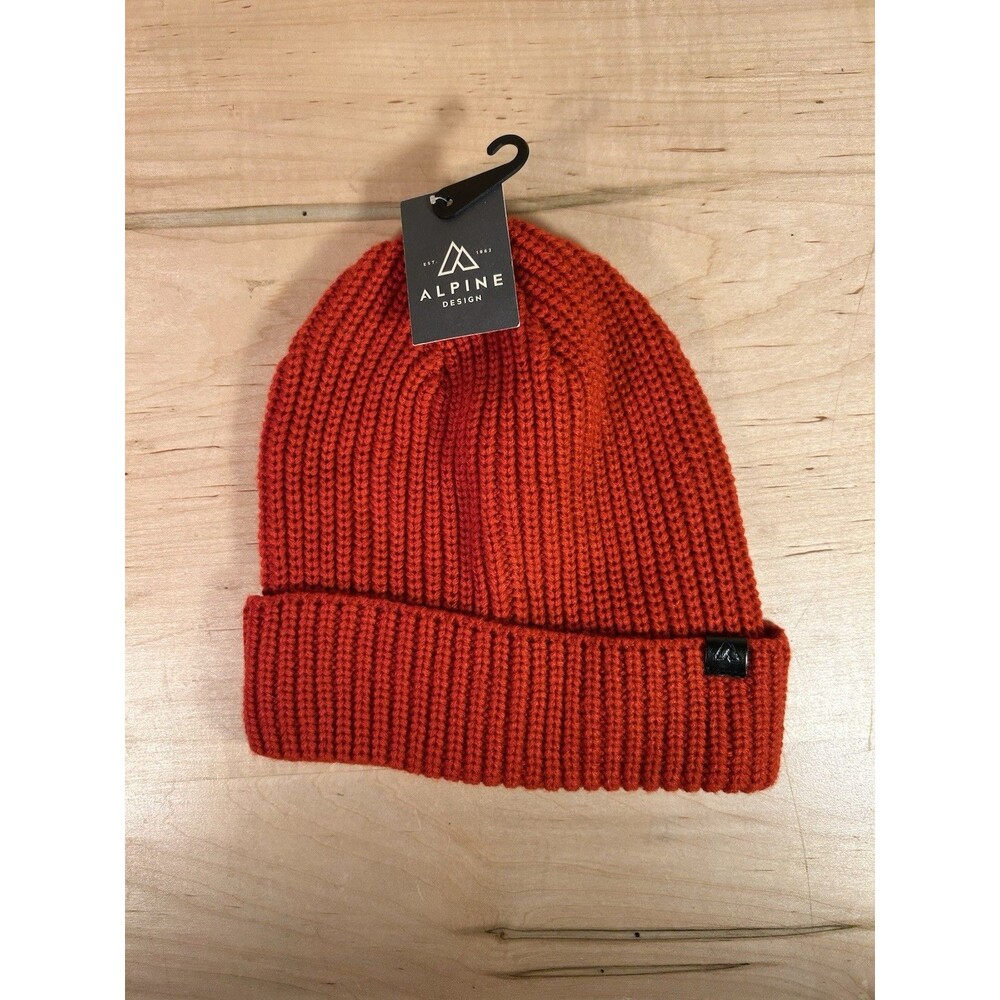Alpine Design Men's Molten Lava Red Cuff Beanie Hat One Size NWT Winter Warm
